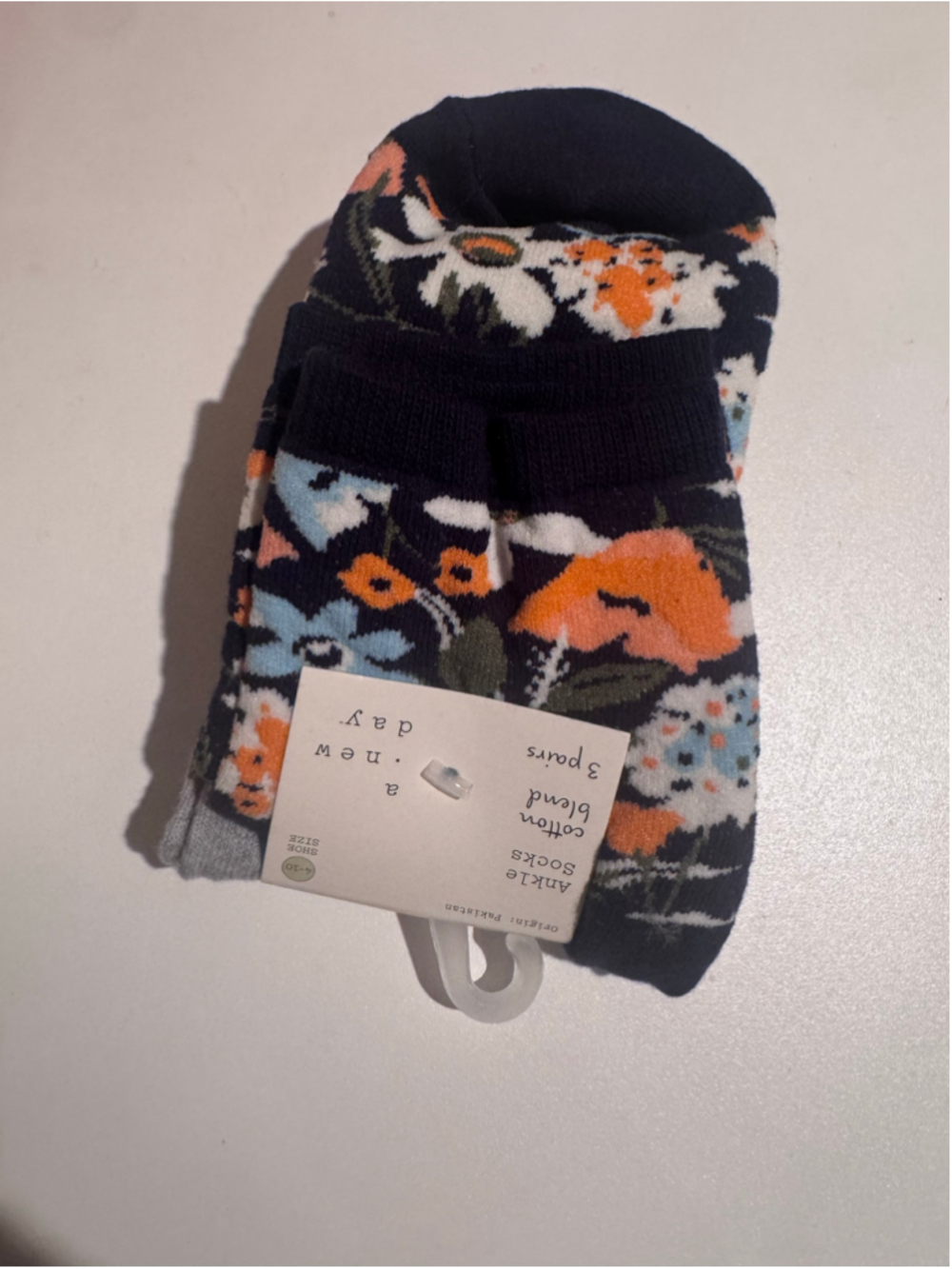 Women's A New Day Ankle Socks One Size Black Multi-color 3 Pairs